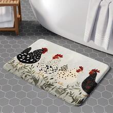 1 tấm thảm trang trí, bề mặt vải nhung mềm mại, họa tiết gà và lá xanh, trang trí theo phong cách Bắc Âu cho nhà ở, phòng tắm, nhà bếp, lối vào, chống mỏi chân, thoải mái cho đôi chân - Nhiều màu - Xem 6