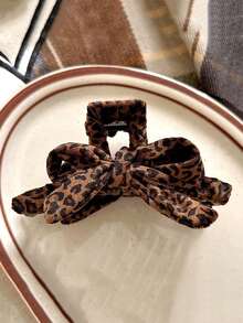 1个豹纹蝴蝶结发夹，优雅大号发爪，新款秋冬发饰，优雅发夹，休闲发饰，女士发饰，夏季海滩度假必备 - 彩色 - 查看 5
