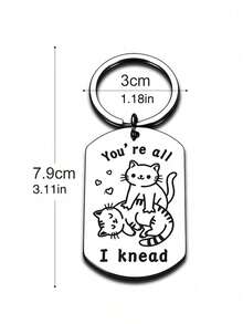 1pc Cute Cat Massage Dog Tag Keychain, Interesting Gift For Friends - Old Gold - مشاهدة 5