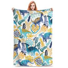 Gouache Parasaurolophuses Blanket Soft Warm Flannel Throw Blanket Bedspread For Bed Living Room Picnic Travel Home Sofa - màu đen - Xem 1