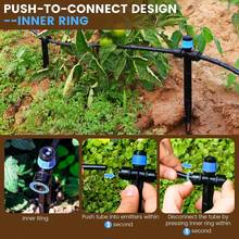 110FT Quick-Connect Drip Irrigation Kit, Garden Watering System DIY Automatic Irrigation Equipment Set For Lawn Raised Bed Greenhouse Plant Watering With 1/4'' Tubing, Drip Emitters, Connectors - Default Color - View 4
