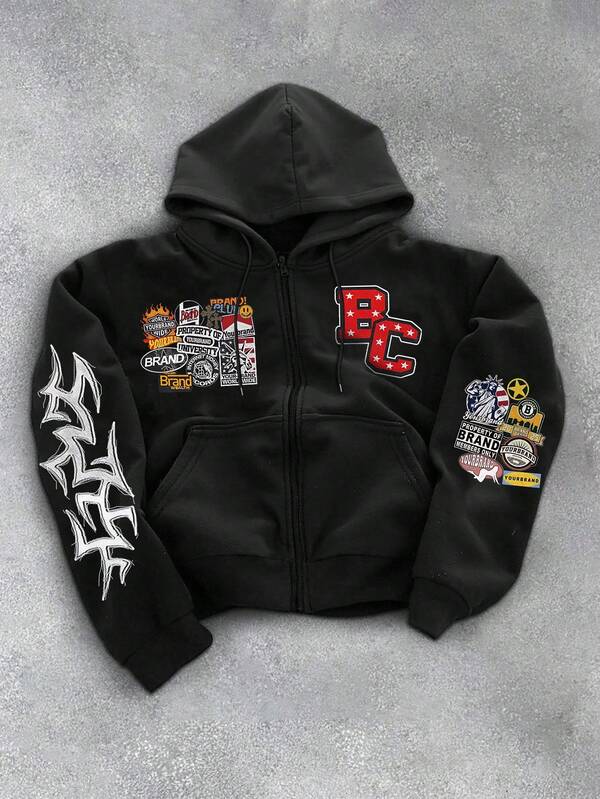 1pc Men's Casual Hoodie Sweatshirt With English Letter Print, Suitable For Autumn/Winter