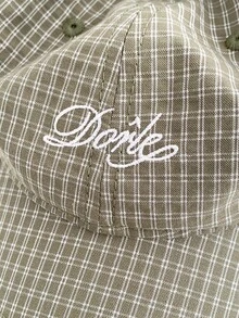 极简刺绣字母软顶复古格纹帽檐帽，薄款长帽檐防晒五片帽，街头风平沿男女通用格子棒球帽，美式英伦学院风，大头围防晒运动帽 - 學院風 - 查看 6