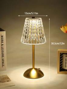 مصباح مكتب كريستالي LED، تصميم جديد بسيط وكلاسيكي من الاكريليك الشفاف قابل للشحن مع سماعات، بنمط مخطط مجعد كالقرع النجمي، تحكم باللمس، مناسب للبار والمقهى والفندق وغرفة المعيشة والنوم والردهة، هدية عيد ميلاد أو مناسبة مميزة للعائلة والأصدقاء والزملاء والحبيب/الحبيبة