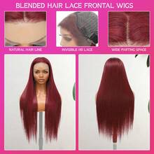 NATAN 渐变色 99J 酒红色至金色真人发波波头假发 - 13x4 无胶蕾丝前额，180% 密度短直发假发，打造自然外观，佩戴方便，提升美感 | 时尚假发 | 金色挑染