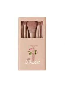 5 pièces/set Ensemble de pinceaux de maquillage portable personnalisable avec miroir, lettres de A à Z, imprimé avec un motif floral simple, ensemble de pinceaux de maquillage en boîte, pinceau de maquillage multifonction avec boîte à miroir, mini stylo de maquillage multifonction, pinceau de fond de teint - multicolore - Voir 20