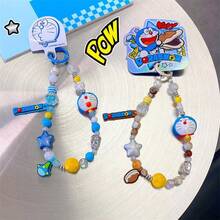 1pc Genuine Cartoon Doraemon Dingdang Cat Mobile Phone Case Chain Camera CCD Pendant Hand-Painted Beaded Pendant Key Chain, Christmas, Christmas Stocking Filler, Christmas Gift, Christmas, Christmas Decorations - Multicolor - View 5
