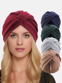 1pc Women's Adjustable Faux Silk Criss-Cross Turban Hat, Silk Sleep Cap, Hair Care Cap For Daily Use Hair Sleep Cap - Multicolor - View 1