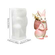1个复活节篮子兔子蜡烛模具，蜡烛模具，花卉装饰，DIY，皂树脂工艺品，石膏装饰，复活节装饰和创意手工礼品 - 白色 - 查看 7