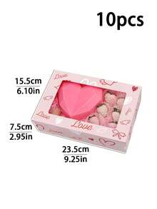 10pcs/20pcs Valentine's Day Heart Shaped 4-Cup Cake Box, 6-Cup Cupcake Box, Suitable For Cakes, Cupcakes, Pies, Pastries, Chocolate Strawberries, Desserts, Cookies - Multicolor - View 18