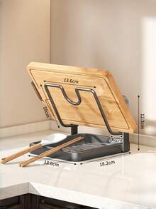 1个立式锅盖架，多功能砧板和锅盖收纳架，厨房台面储物架，适用于存放砧板、锅盖、刀具和其他厨房配件