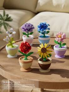 Bloques de construcción con encanto de flores de las cuatro estaciones, flores de bloques de construcción realistas de material ABS, tema de flores, decoración de mesa, juguetes creativos de bloques de construcción, regalos románticos del Día de San Valentín, múltiples colores, regalos para amigos, novios y novias, regalos del Día de San Valentín, regalos del Día de la Madre, adecuados para cumpleaños, Halloween, Acción de Gracias, Navidad. - Flores de las cuatro estaciones - Ver 2