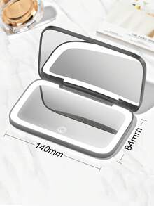 LED Makeup Mirror ,Portable Mini Vanity Mirror ,USB Rechargeable LED Lighted Travel Makeup Mirror,Pocket Mirror With Lights,Dimmable Magnifying Folding Mirror Vanity,3 Color Light Modes - White, Natural And Warm, Touch Screen Adjustable Brightness, Multifunctional Desktop Makeup Mirror, Vanity Mirror For Student Dorm, Travel, Makeup,Office, Bedroom,Christmas Best Gifts For Women - 彩色 - 查看 9