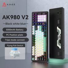 AJAZZ AK980 V2 三模式热插拔无线机械键盘,1.14 英寸彩色屏幕 + 音量旋钮,98 键布局,带底光的密封结构,RGB 可自定义机械键盘 - 包含拔键器和可拆卸线缆 - 官方配置 - AJAZZ 官方正品 - 查看 13