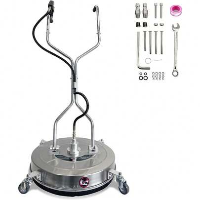 30" Pressure Washer Surface Cleaner With 4 Wheels - Stainless Steel Dual Handle Power Washer Surface Cleaner - 5200 Max PSI For Concrete, Deck, Driveways, Patios, Sidewalks