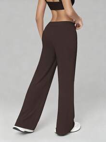 6pecil Women's Wide Leg Casual Pants With Pockets, Yoga Sweatpants, High Waist Loose Pants, Flowy Long Trousers, Spring/Summer Casual Pants, Women's Sports Pants - Brown - View 4