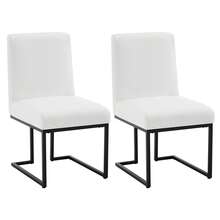 Chummaven Modern Kitchen Dining Chairs Set Of 2 Kitchen Dining Chair In Linen, High Back Design And Metal Legs Suitable For Restaurants And Kitchens, White - White - View 2