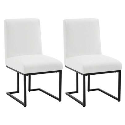 Chummaven Modern Kitchen Dining Chairs Set Of 2 Kitchen Dining Chair In Linen, High Back Design And Metal Legs Suitable For Restaurants And Kitchens, White