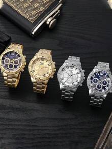 6只/盒 男士时尚钢带派对/场合手表，男士礼物 - 彩色 - 查看 2