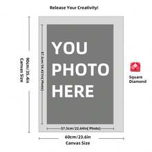 Kit di pittura a diamante personalizzata su misura per adulti, fai da te 5D, arte con punti a forma rotonda/quadrata, con foto, testo e disegno personalizzato, in varie dimensioni (20x25cm), decorazione personalizzata per la casa (Punti rotondi, 30x40cm), kit per adulti, decorazione con pittura a diamanti 5D