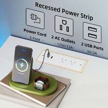 Tomnk 2pcs White LED Nightstand With Charging Station, Night Stand With LED Lights, Modern Acrylic Floating Sofa Bed Side Table With Storage Drawers And Power Outlet For Bedroom - 查看 9