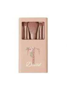 5 pièces/set Ensemble de pinceaux de maquillage portable personnalisable avec miroir, lettres de A à Z, imprimé avec un motif floral simple, ensemble de pinceaux de maquillage en boîte, pinceau de maquillage multifonction avec boîte à miroir, mini stylo de maquillage multifonction, pinceau de fond de teint - multicolore - Voir 36