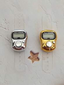 1 件高品质手持式电子计数器，金属设计，带孔按钮，仓库计数设备，圆形计数器，时尚计数器，圣诞节、万圣节、感恩节、游戏礼物 - 彩色 - 查看 3