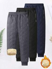 男士时尚百搭加厚冬季长裤，条纹休闲裤。送给丈夫或男友的绝佳礼物。 - 灰色 - 查看 2