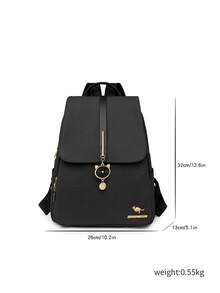 女士软皮背包，大容量女士背包，休闲旅行背包，少女背包 - 黑色 - 查看 7