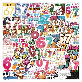 53 st klistermärken med nummer 67 kan användas för dekoration av laptop, vattenflaska, telefon, Kindle, dagbok, scrapbook, stötfångare, skateboard, bagage, för handgjord kortdekoration