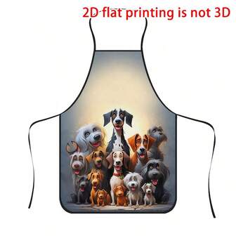 1pc Cute Dog Print Apron, Durable Polyester Material, Suitable For Cooking, Barbecue, Gardening, Painting, Manicure, Unisex, Indoor And Outdoor Use