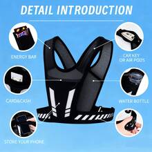Áo vest chạy bộ có thể điều chỉnh với túi đựng điện thoại, phù hợp cho chạy marathon, unisex, kèm băng đô, màu đen, trang phục chạy bộ thoáng khí, áo vest đựng nước uống kiêm ba lô, dây đeo vai có thể điều chỉnh với túi đựng điện thoại, lý tưởng cho đạp xe và các hoạt động thể thao ngoài trời. - màu đen - Xem 2