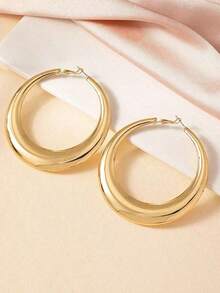 1pair Fashionable Geometric Enamel Earrings With White Tone - Vàng vàng - Xem 3