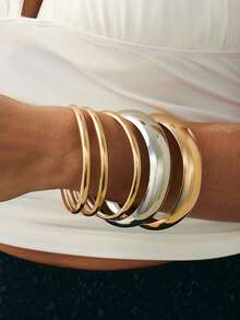 17KM Set de 5 pulseras de metal con diseño geométrico exagerado inspirado en monedas vintage, adecuado para hermanas, parejas, vacaciones, citas, uso casual diario, fiestas, bodas, regalos de Navidad y San Valentín