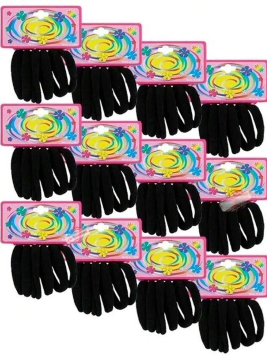 72 Piezas Ligas Para Cabello. Lazos Coleteros para el Cabello de Alta Elasticidad Sin Costuras - Paquete, Sin Lazos para el Cabello, Asortimento Multicolor (72 Unidades) para Trenzas, Colas de Caballo, Moños, Bodas, Esenciales para Fiestas - Negro - Ver 1