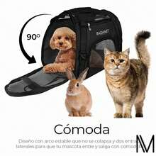 Mochila Transportadora Para Perro Y Gato Portátil Plegable Color Rojo - Negro - Ver 5