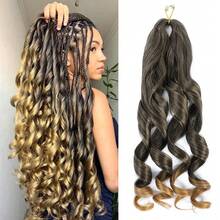 100g/Pack Brown French Curly 24 Inch Soft Braiding Wig, Pre-Stretched Fluffy Wavy Yaki Wig Suitable For Hair Extensions And Braiding - Multicolor - View 21