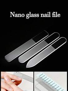 3PCS Nano Glass Nail File, Sanding Strip, Polishing And Brightening Nail Set, Double-Sided Crystal Nail Art Tool Wonder.Essential For Nail Salons - Clear - View 1