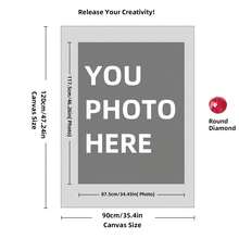 Kit di pittura a diamante personalizzata su misura per adulti, fai da te 5D, arte con punti a forma rotonda/quadrata, con foto, testo e disegno personalizzato, in varie dimensioni (20x25cm), decorazione personalizzata per la casa (Punti rotondi, 30x40cm), kit per adulti, decorazione con pittura a diamanti 5D