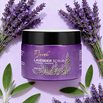  Pjordo薰衣草磨砂膏 200克/7.05盎司，身体磨砂膏，浓郁薰衣草香气，温和去角质，令肌肤光滑，富含胶原蛋白和积雪草叶提取物，适用于身体各部位，是送给女孩的完美礼物。