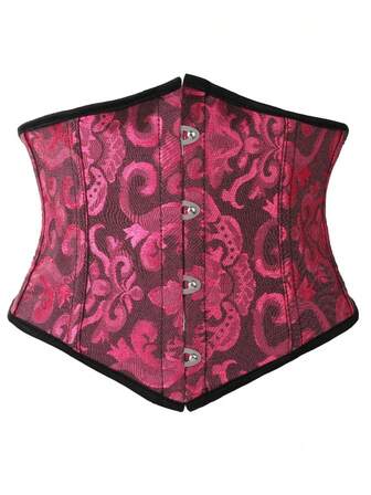 1 pieza Corsé corto de jacquard para mujer, que levanta el busto y estrecha la cintura, adecuado para fiestas y uso diario, disfraz para el Día de San Valentín