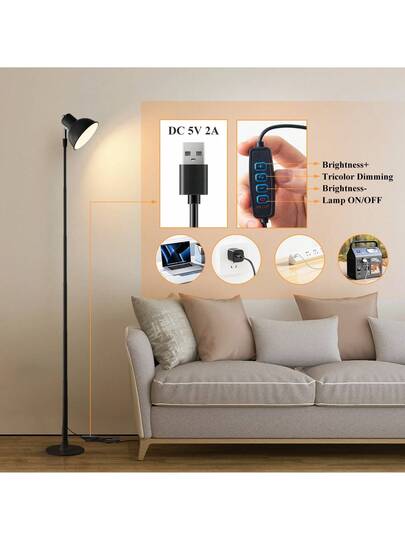 1PC 57 Inch Moderne Led Vloer Lamp, Height Adjustable, USB Powered, 3000K 6500K Dimmable, Brightness Indoor Multipurpose Corner St ing Verlichting Living Room, Bedroom, Office Reading view 9