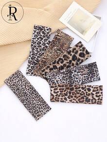 6 Stücke/Set Leopard Muster Stirnband, elastisches Haarband, Workout Yoga Schweißband, lässig eleganter Bohemien-Stil, aus Polyester gefertigt, geeignet für alle Jahreszeiten Turban Stirnband, Haarband Herbst Winter Haaraccessoires für Frauen für Urlaubsoutfits, eleganter Schal für Frauen, Bandanas, weiche Kopfbedeckung, Sommer Boho Urlaubsaccessoires - Verschiedenfarbig - Übersicht 6