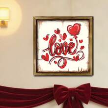 قطعة واحدة من لافتة خشبية عتيقة بشعار عيد الحب، بنمط قلب وردي، مادة مسمكة لديكور غرفة النوم/غرفة المعيشة/المكتب، هدية للأزواج/ديكور العطلات، يمكن استخدامها كديكور معلق أو زخرفة - لافتة بإطار خشبي متعدد الألوان - مشاهدة 1