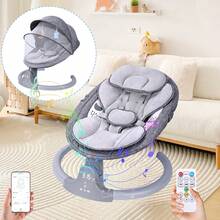 Multi-Directional Baby Rocker With Various Rocking Speeds, Easy To Carry, Electric Baby Rocker | Portable Baby Rocker With Remote - Grey - View 3