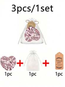 15pcs/Set Wedding Favours Transparent Organza Bags + Heart-Shaped Pink Folding Mirror + Thank You Card Wedding Celebrations, Parties, Birthdays, Christenings, Anniversary Gifts Gift Bag Set - Multicolor - View 7