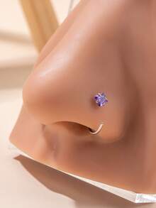 1 chiếc khuyên mũi vuông bằng thép không gỉ, đính đá nhân tạo Zirconia, kiểu dáng duyên dáng, tinh tế và tối giản, thích hợp cho nữ giới đi hộp đêm, dự tiệc, sinh nhật và làm quà tặng dịp lễ. - Màu tím - Xem 6