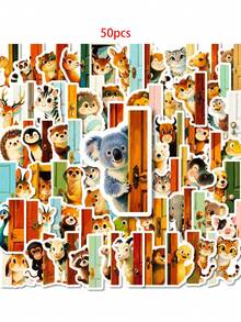 50 nuevas pegatinas de dibujos animados de animales y pájaros, lindos dibujos animados rosas, pegatinas de alta calidad para maletas, tazas de agua, artículos de oficina, graffiti, regalos para fiestas de vacaciones. - animales multicolores que sobresalen - Ver 10