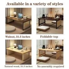 Japanese Floor Table, Japanese Low Tea Table For Sitting On The Floor, Bamboo Folding Coffee Table, No Assembly, Foldable Tatami Table Portable Living Coffee Table - 原色 - 查看 6