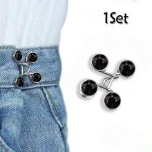 1pc/2pcs/4pcs Seamless Waist Belt Cincher Buckle, Adjustable Jeans And Pants Waist Buckle, Detachable Faux Pearl And Black Metal Snap Clip, No-Sew Jeans Adjuster - Multicolor - View 16